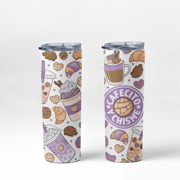 20oz Insulated Tumbler, Cafecito y Chisme, Spanish, Cute - Picture 5 of 8